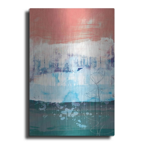 Luxe Metal Art 'Unexpected Bloom No. 1' by Louis Duncan-He, Metal Wall Art, 16"x24"