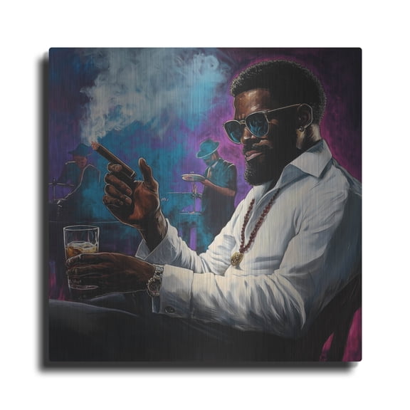 Luxe Metal Art 'Unwind' by Rich Monet Metal Wall Art, 12" x 12"