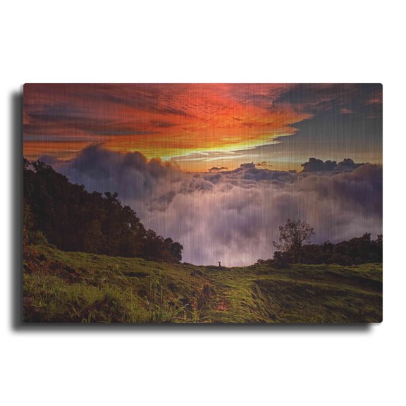 Luxe Metal Art 'Valley Clouds at Sunset,', Metal Wall Art, 36"x24"