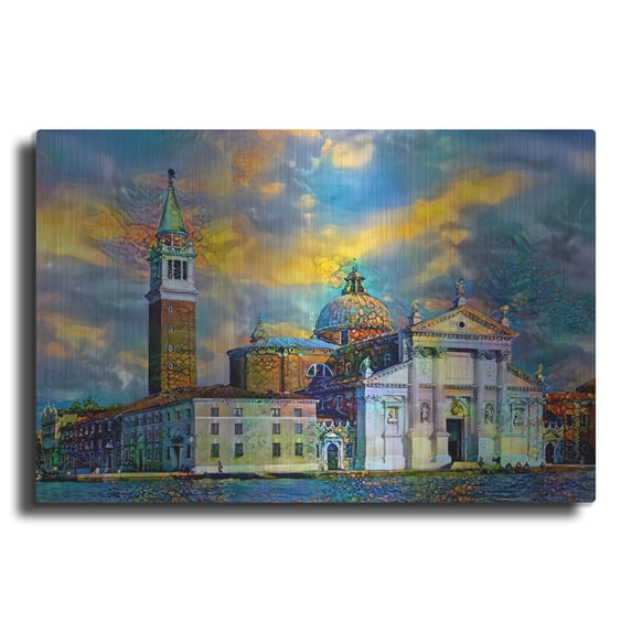 Luxe Metal Art 'Venice Italy Church of San Giorgio Maggiore' by Pedro Gavidia, Metal Wall Art, 36"x24"