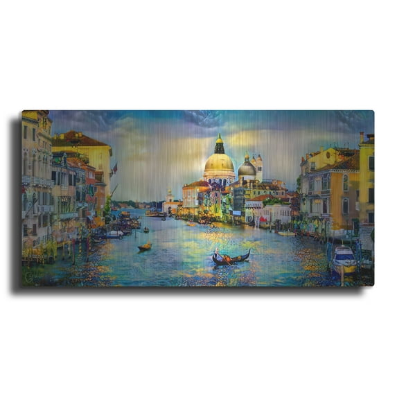 Luxe Metal Art 'Venice Italy Grand Canal and La Salute' by Pedro Gavidia, Metal Wall Art, 48"x24"
