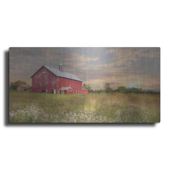 Luxe Metal Art 'Vermont Landscape' by Lori Deiter, Metal Wall Art, 24"x12"