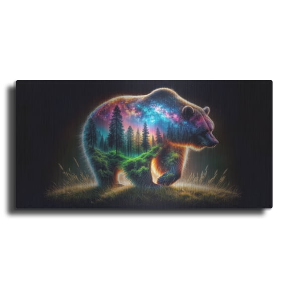 Luxe Metal Art 'Vibrant Bear 1' by Rey Klimt Metal Wall Art, 48" x 24"