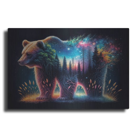 Luxe Metal Art 'Vibrant Bear 6' by Rey Klimt Metal Wall Art, 36" x 24"
