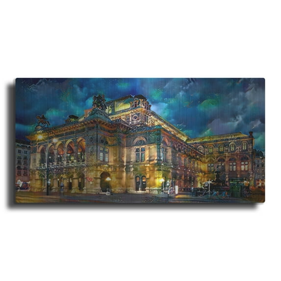 Luxe Metal Art 'Vienna Austria Opera House' by Pedro Gavidia, Metal Wall Art, 48"x24"