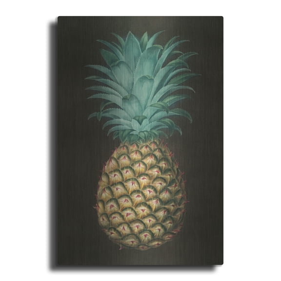 Luxe Metal Art 'Vintage Pineapple 1' by Wild Apple Portfolio Metal Wall Art, 24" x 36"