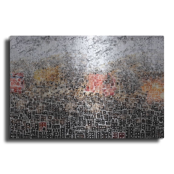 Luxe Metal Art 'WHITE CITY' by DB Waterman, 24"x16"