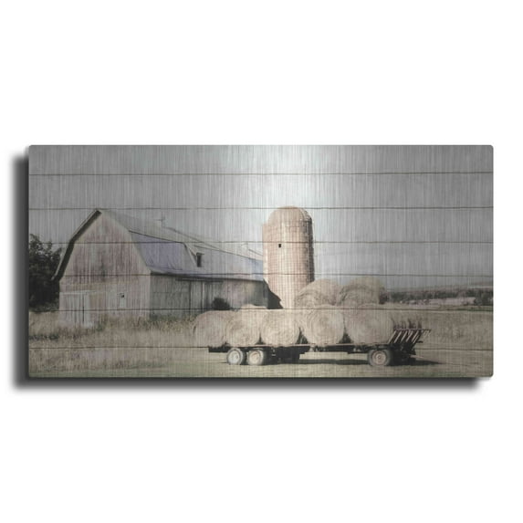 Luxe Metal Art 'Wagon of Hay' by Lori Deiter, Metal Wall Art, 24"x12"