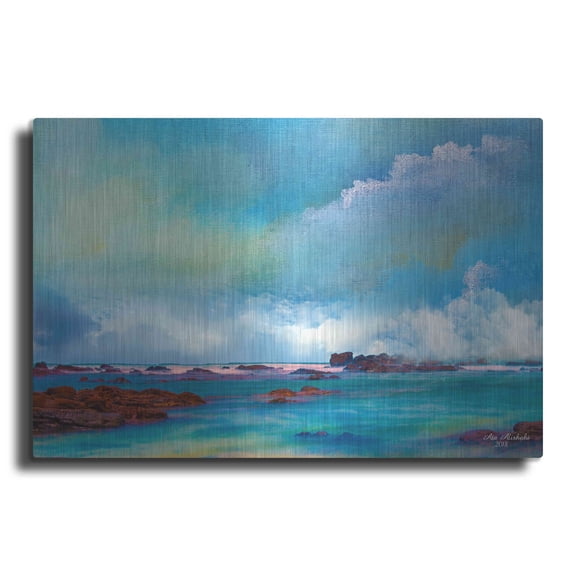 Luxe Metal Art 'Water And Sky' by Ata Alishahi, Metal Wall Art, 16"x12"