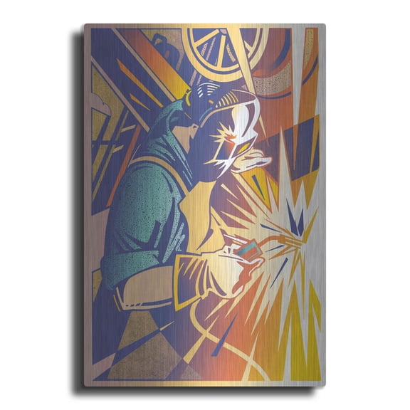 Luxe Metal Art 'Welder's Spark' by David Chestnutt, Metal Wall Art, 16"x24"
