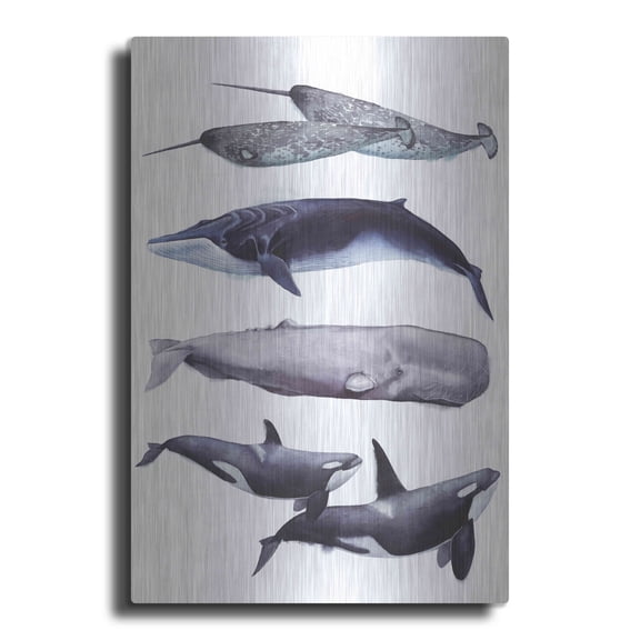 Luxe Metal Art 'Whale Stack II' by Grace Popp, Metal Wall Art, 12"x16"