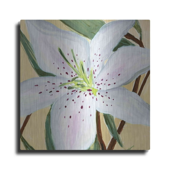 Luxe Metal Art 'White Lily II' by Annie Warren, Metal Wall Art, 36"x36"