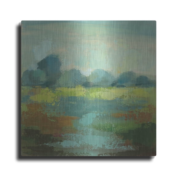 Luxe Metal Art 'Windsor Blue Field 3'  by Silvia Vassileva Metal Wall Art, 24" x 24"