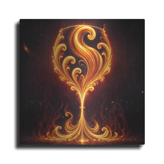 Luxe Metal Art 'Wine Glass Flame Abstract' by Rey Klimt Metal Wall Art, 36" x 36"