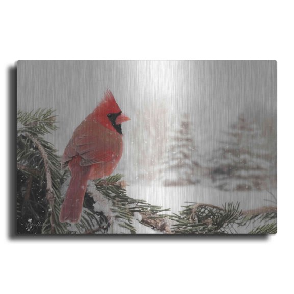 Luxe Metal Art 'Winter Perch' by Lori Deiter, Metal Wall Art, 24"x16"