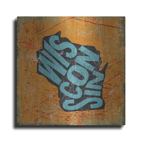 Luxe Metal Art 'Wisconsin'  by Art Licensing Studio Metal Wall Art, 12" x 12"