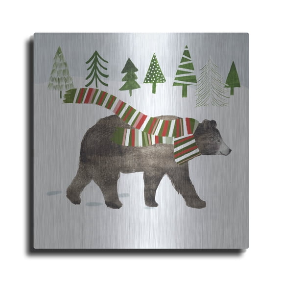 Luxe Metal Art 'Wood Land Christmas I' by Victoria Borges, Metal Wall Art, 24" x 24"