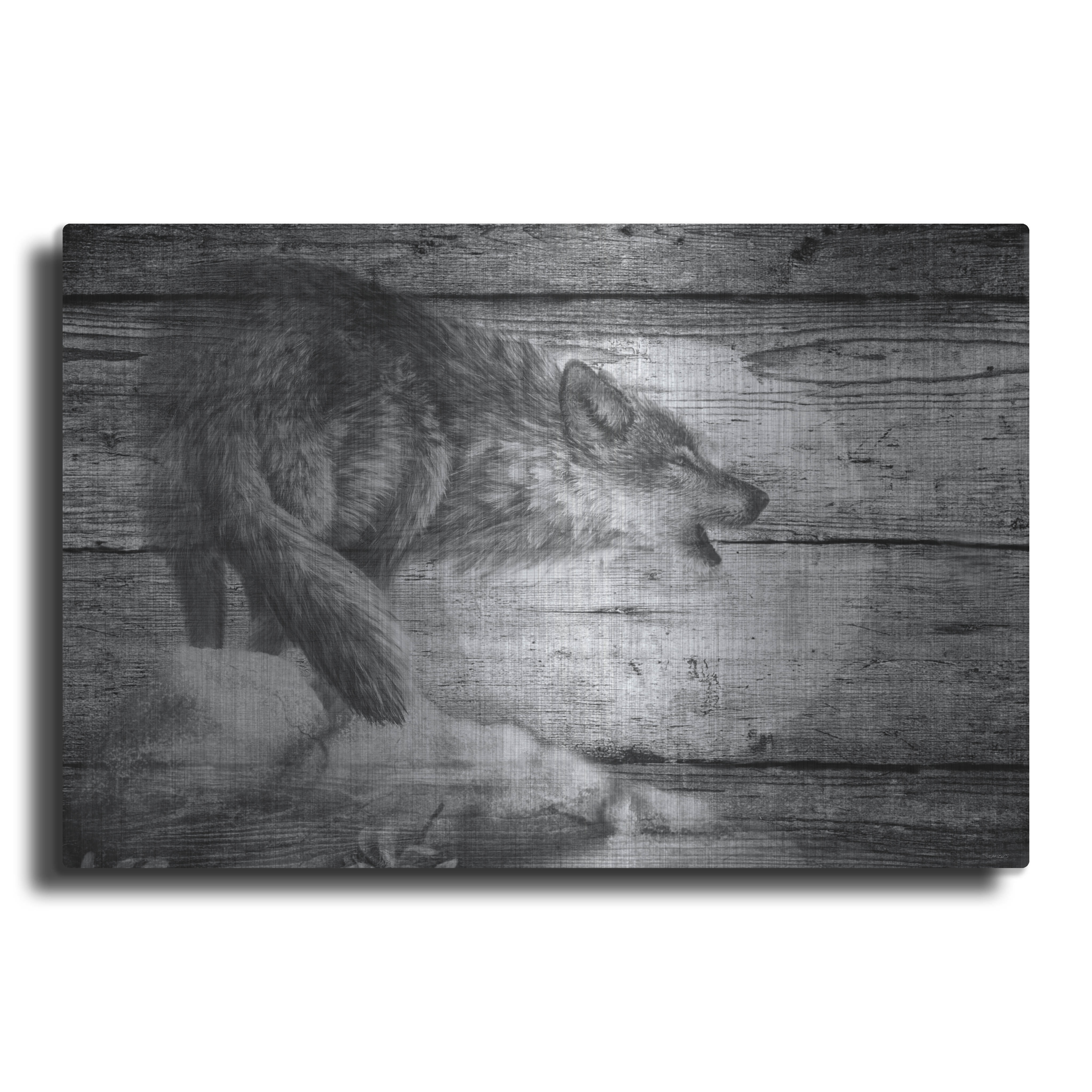 View of Luxe Metal Art 'Woodgrain Antiques 01' by Gordon Semmens, Metal Wall ...