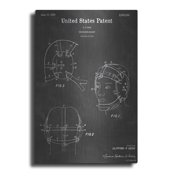 Luxe Metal Art 'Wrestling Vintage Patent Blueprint' by Epic Portfolio, Metal Wall Art, 16"x24"