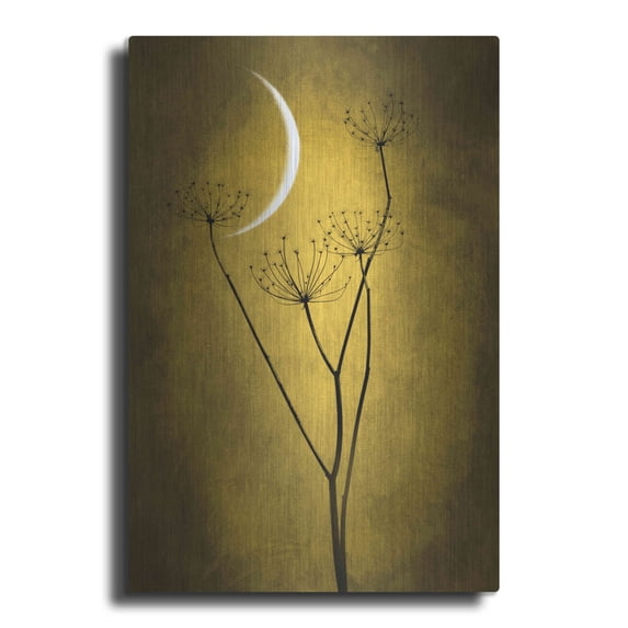 Luxe Metal Art 'Yellow Crescent Moon' by Philippe Sainte-Laudy, Metal Wall Art, 12"x16"