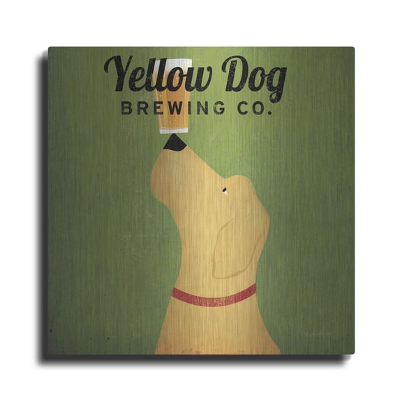 Luxe Metal Art 'Yellow Dog Brewing Co Square' by Ryan Fowler, Metal Wall Art, 36"x36"