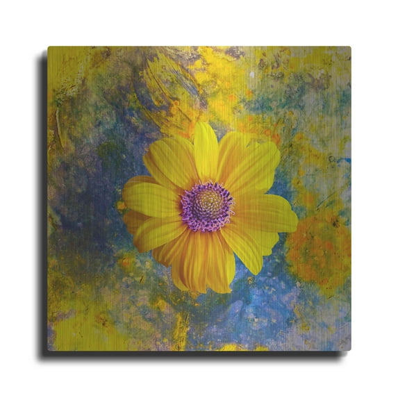 Luxe Metal Art 'Yellow Is Nice' by Ata Alishahi, Metal Wall Art, 24"x24"