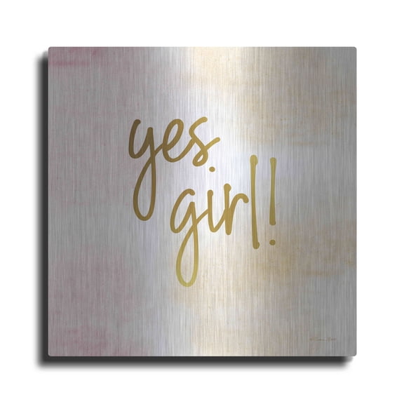 Luxe Metal Art 'Yes Girl!' by Susan Ball, Metal Wall Art, 24"x24"