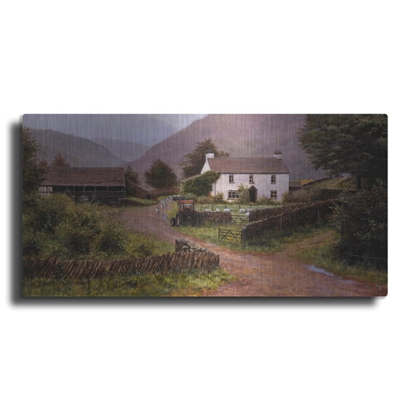 Luxe Metal Art 'Yew Tree Farm' by Bill Makinson, Metal Wall Art, 24"x12"
