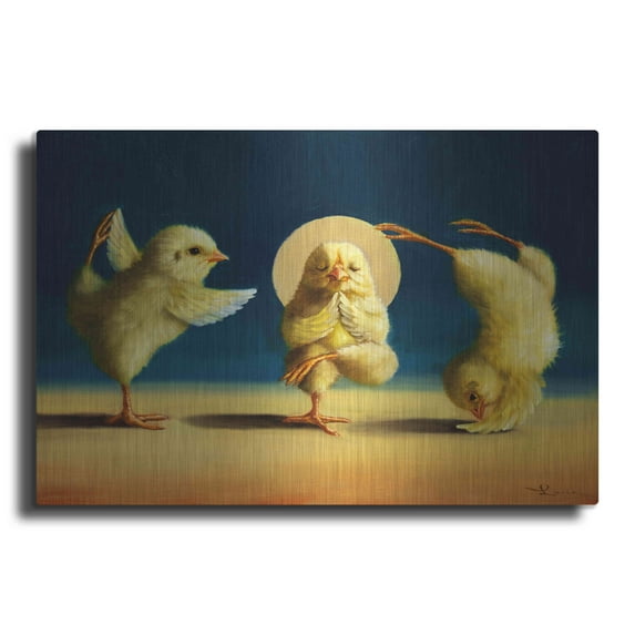 Luxe Metal Art 'Yoga Chicks Three' by Lucia Heffernan, 24"x16"