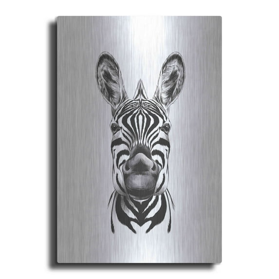 Luxe Metal Art 'Zebra Illustration' by Incado, Metal Wall Art, 16"x24"