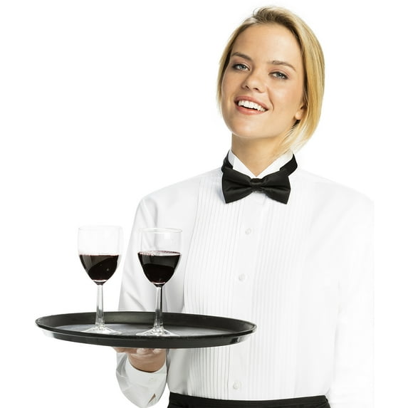 Luxe Microfiber Women's Button-Down 1/4 Inch Pleated Tuxedo Shirt, Regular Fit Wing Collar - Style Nicole