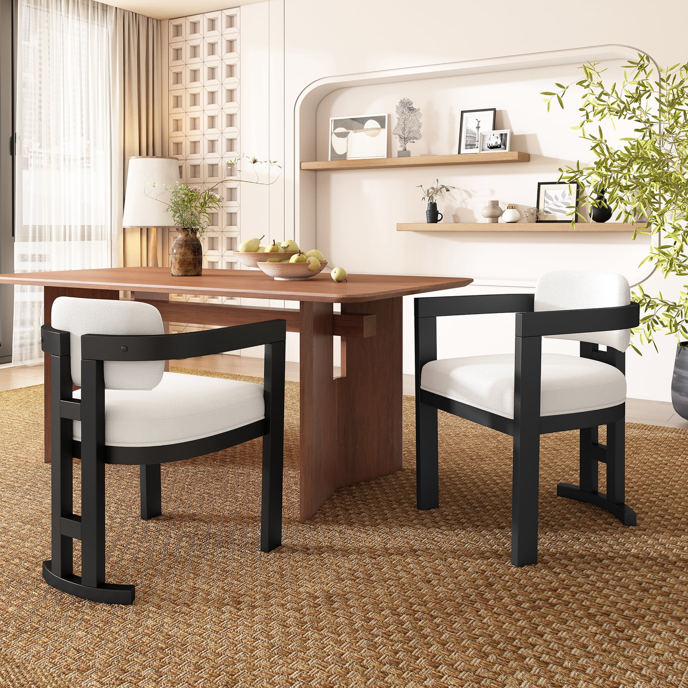 Chair Collection Luxe Modern Upholstered Dining Chairs Rubberwood Black White - Walmart.com