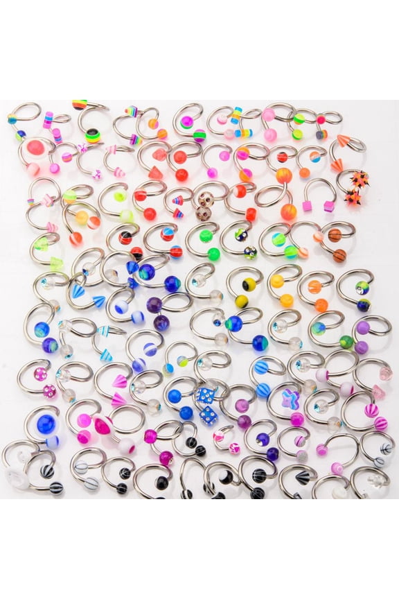 14G 20-100 Assorted Twister Rings Lip Belly Ring Ear Body Piercing Jewelry
