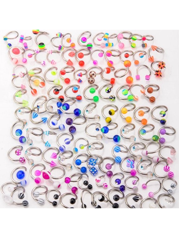 14G 20PCS Assorted Twister Rings 12mm Lip, Nose, Ear, Belly Piercings Jewelry for Women Men