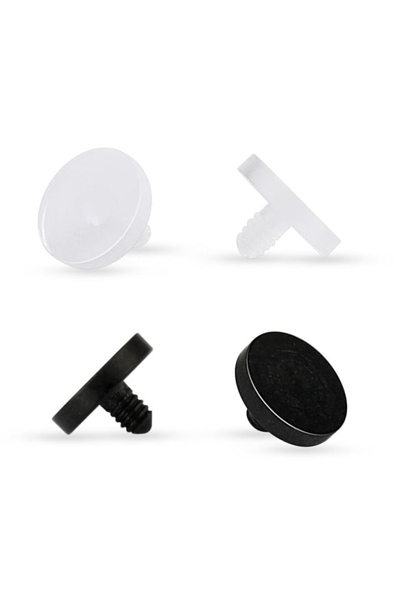 14G Clear Black Acrylic Dermal Anchor Top Retainer Dermal Piercings Body Jewelry for Women Men - Sold Individually