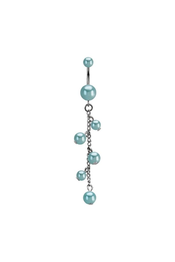 14G Pearl Chain Belly Button Navel Ring Titanium Piercing Jewelry for Women Sold Each