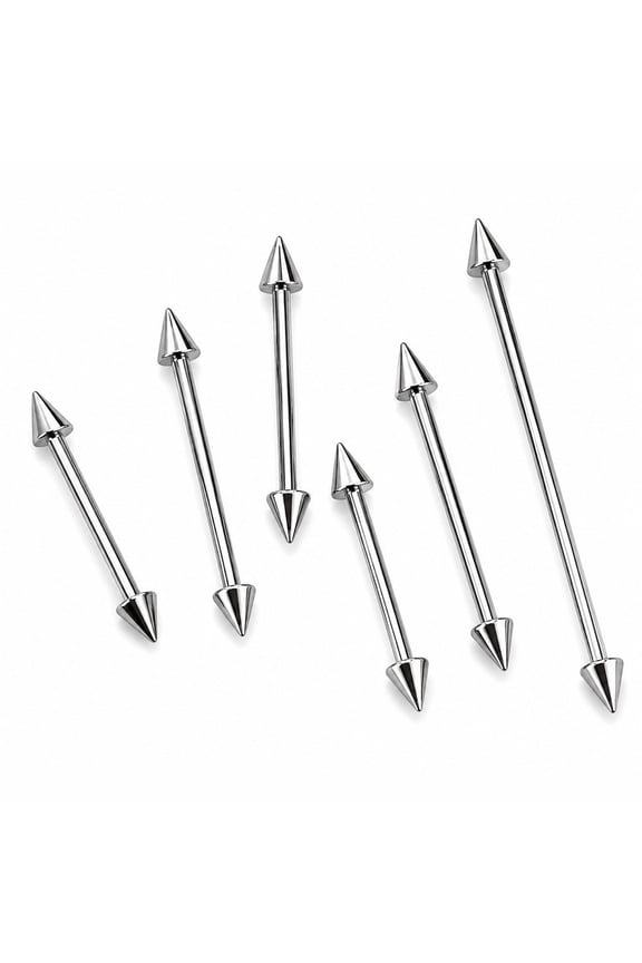 14G Surgical Steel Spike End Straight Barbells Piercings Jewelry 1/4" to 2" Piercings Jewelry for Women Men Sold Individually