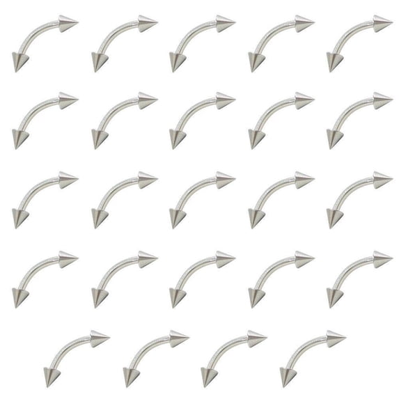 Luxe Modz 16G Spike Curved Barbell Surgical Steel Eyebrow Ear Lip Piercing for Men Women - Pack of 24