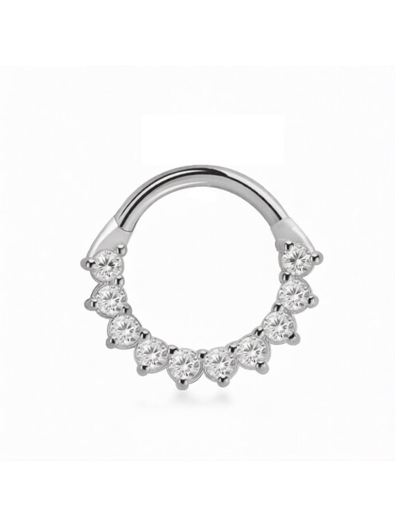 16G Titanium Hinged Segment Hoop Ring Sun CZ High Polish PVD Plated Round CZ Piercings Jewelry for Women Men Sold Each