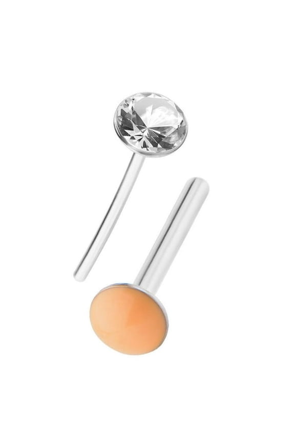 16ga Threadless Push-In Labret Monroe with Clear CZ Gem Surgical Steel Piercing Jewelry for Men Women