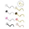 thumbnail image 1 of Luxe Modz 18G 20G Threadless Push In 7-stone CZ Flower Nose Screw Studs Rings Nostrial Piercing Jewelry 1/4" 6mm for Men Women - Sold Individually, 1 of 8