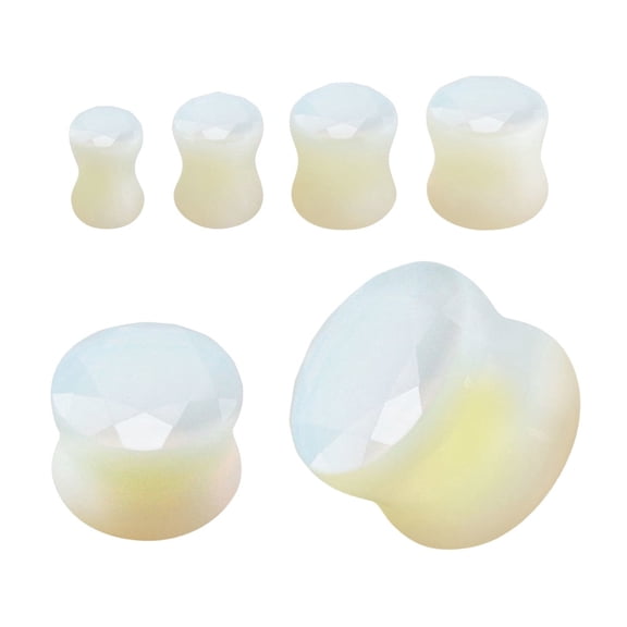 Luxe Modz 2G to 1" Moonstone Opalite Stone Double Flare Ear Plugs Gauges Piercings Jewelry for Women Men - Sold Pair