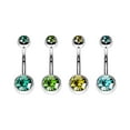 thumbnail image 1 of Luxe Modz 4PCS 14G Belly Button Rings Surgical Steel Double CZ Navel Ring Piercing Jewelry, 1 of 8