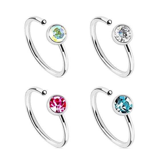Luxe Modz 4PCS Nose Hoop Rings 20 Gauge Annealed Ion Plated Surgical Steel Wiith 4 Different Style