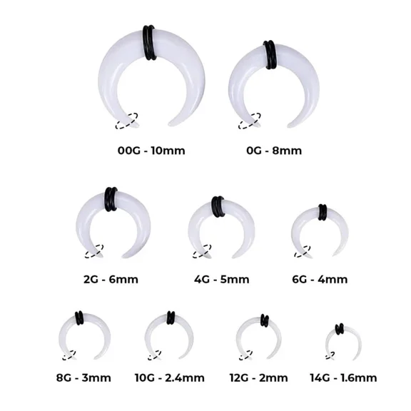 Luxe Modz Acrylic C-Shape Buffalo Crescent Septum Pincher Tapers 14g up to 00g Pack of 9