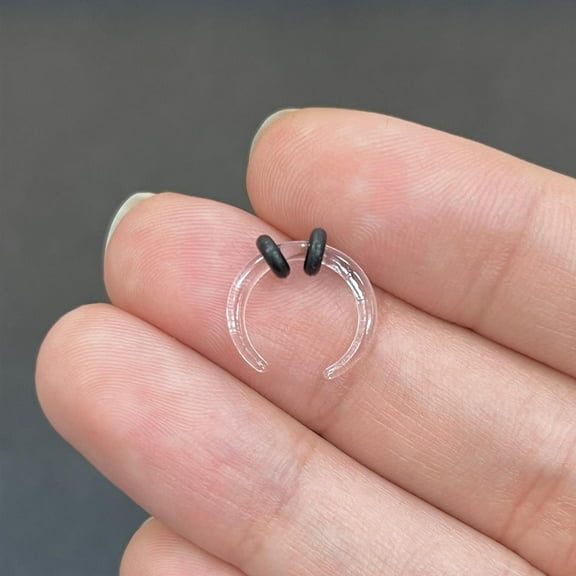 Luxe Modz Clear Acrylic Pincher Tapers C Shape Buffalo Horn Horseshoes Stretchers Expander Septum Piercing Body Jewelry with O Rings - Sold Individually