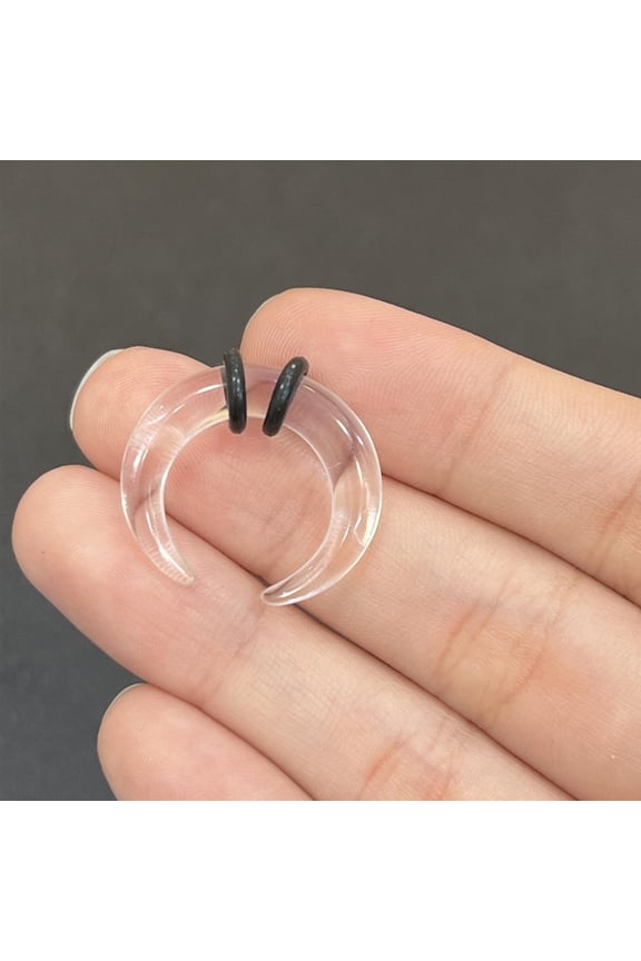 Clear Acrylic Pincher Tapers C Shape Buffalo Horn Horseshoes Stretchers Expander Septum Piercing Body Jewelry with O Rings - Sold Individually