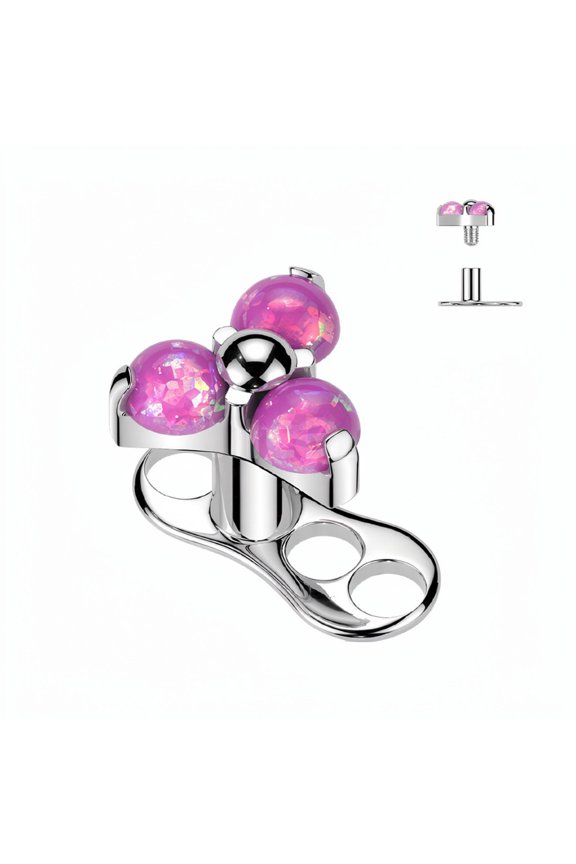 Dermal Anchor Tops CZ Opal Gem 3 Holes Base Titanium Piercings Jewelry for Women Sold Each