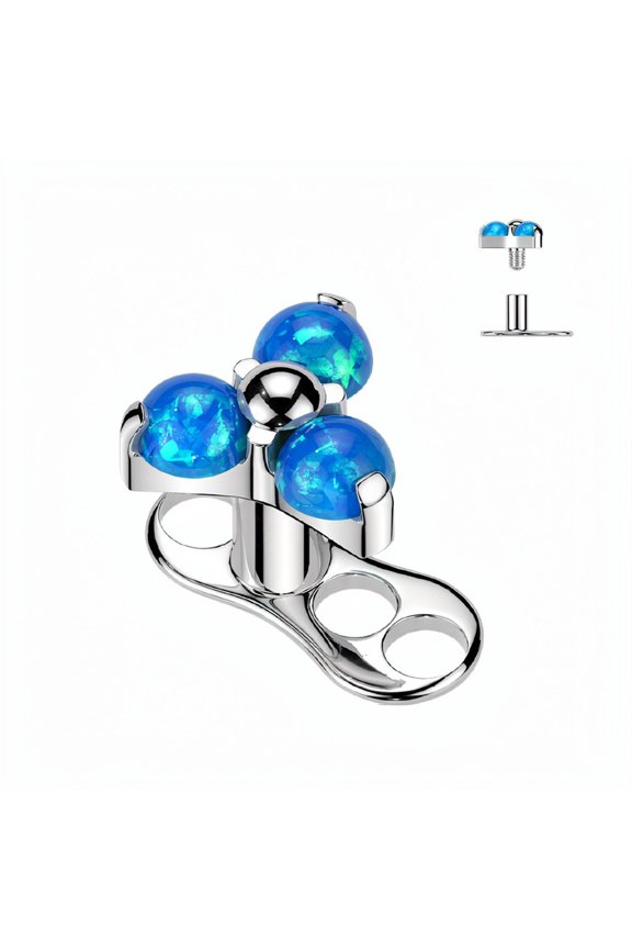 Dermal Anchor Tops CZ Opal Gem 3 Holes Base Titanium Piercings Jewelry for Women Sold Each