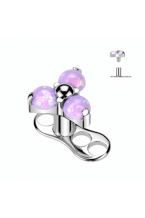 Dermal Anchor Tops CZ Opal Gem 3 Holes Base Titanium Piercings Jewelry for Women Sold Each